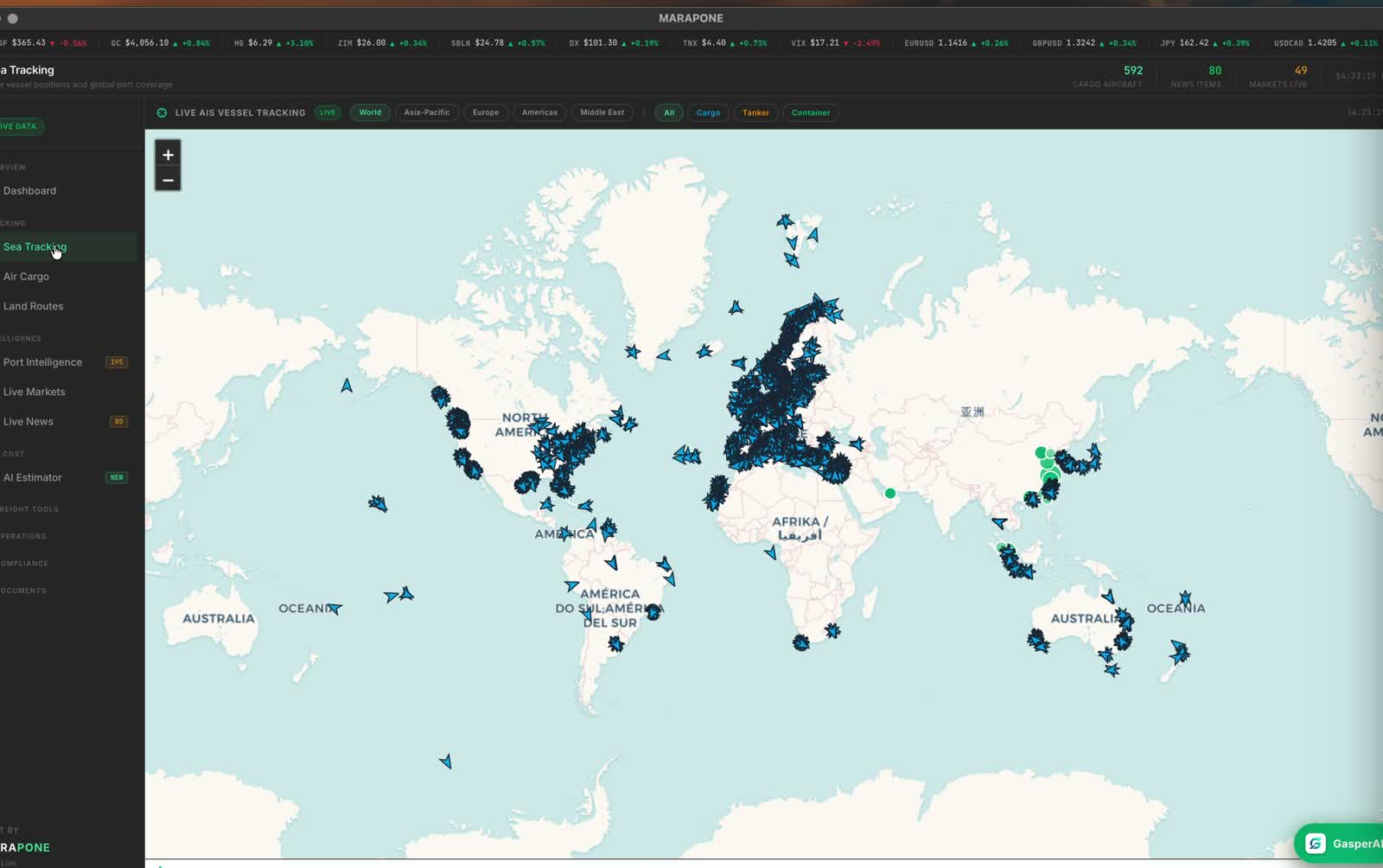 Sea tracking live vessel map